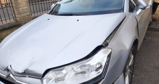Accident-damaged car